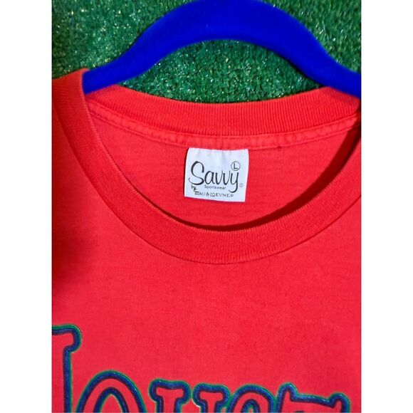 Sz L vintage 1990s single stitch University of Houston Texas cougars Savvy shirt - Picture 4 of 9